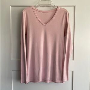 Pink V-Neck Long Sleeve Women's Top